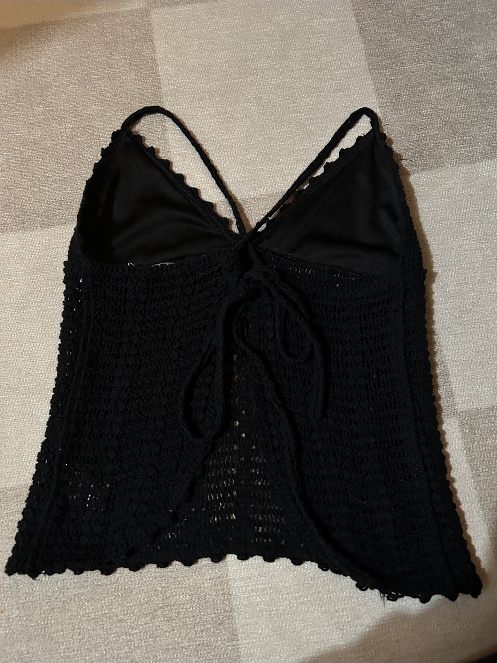 Black Crochet V-Neck Tank Top - Unbranded - Picture 2 of 2
